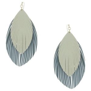 Olivia Welles Layered Leather Fringe Drop Earrings